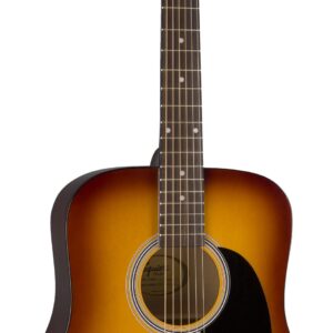 Fender Squier Dreadnought Acoustic Guitar - Sunburst Bundle with Gig Bag, Tuner, Strap, Strings, Winder, Picks, Lessons, and Austin Bazaar Instructional DVD