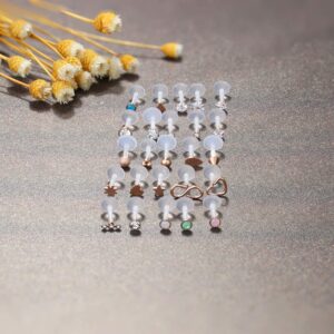 JOERICA 16G Tragus Forward Helix Cartilage Earrings Studs Clear Labret Studs Lip Rings Monroe Piercing Jewelry 6mm 1/4"