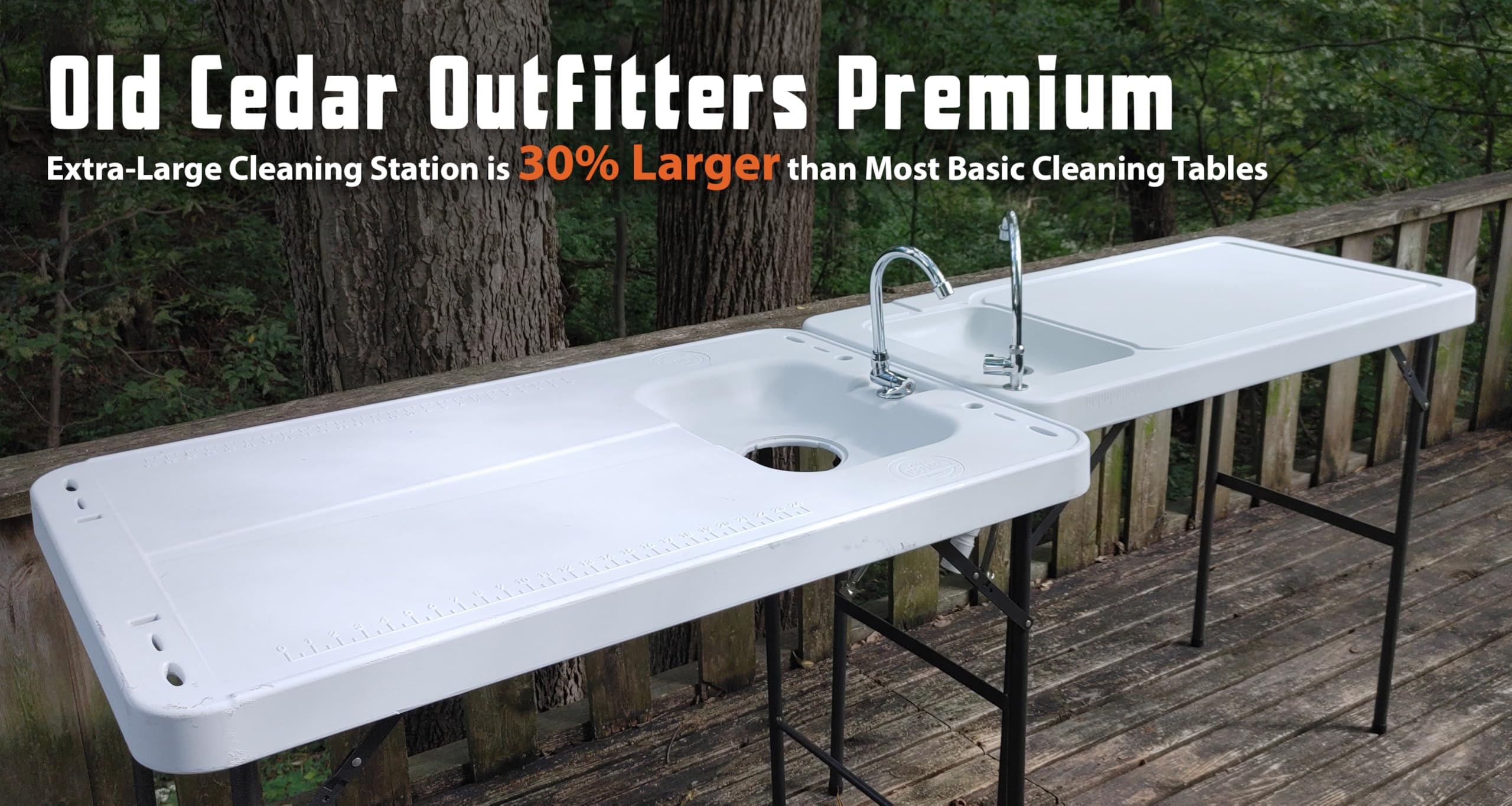 Old Cedar Outfitters Premium, Extra-Large Fish and Game Cleaning Table with Sink and Folding Legs