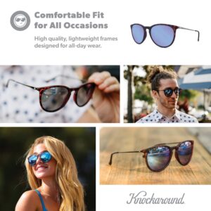 Knockaround Mary Janes Polarized Sunglasses for Women & Men - Impact Resistant Lenses & Full UV400 Protection, Matte Tortoise Shell/Snow Opal