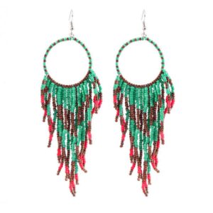 happyyami fringe tassel dangle earrings ethnic boho bead ear jewellery for women girls ladies