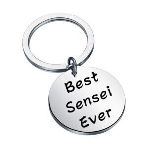 FEELMEM Karate Instructor Sensei Gift Best Sensei Ever Keychain Martial Arts Jewelry Taekwondo Jiu Jitsu Coach Gift