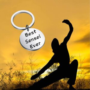 FEELMEM Karate Instructor Sensei Gift Best Sensei Ever Keychain Martial Arts Jewelry Taekwondo Jiu Jitsu Coach Gift