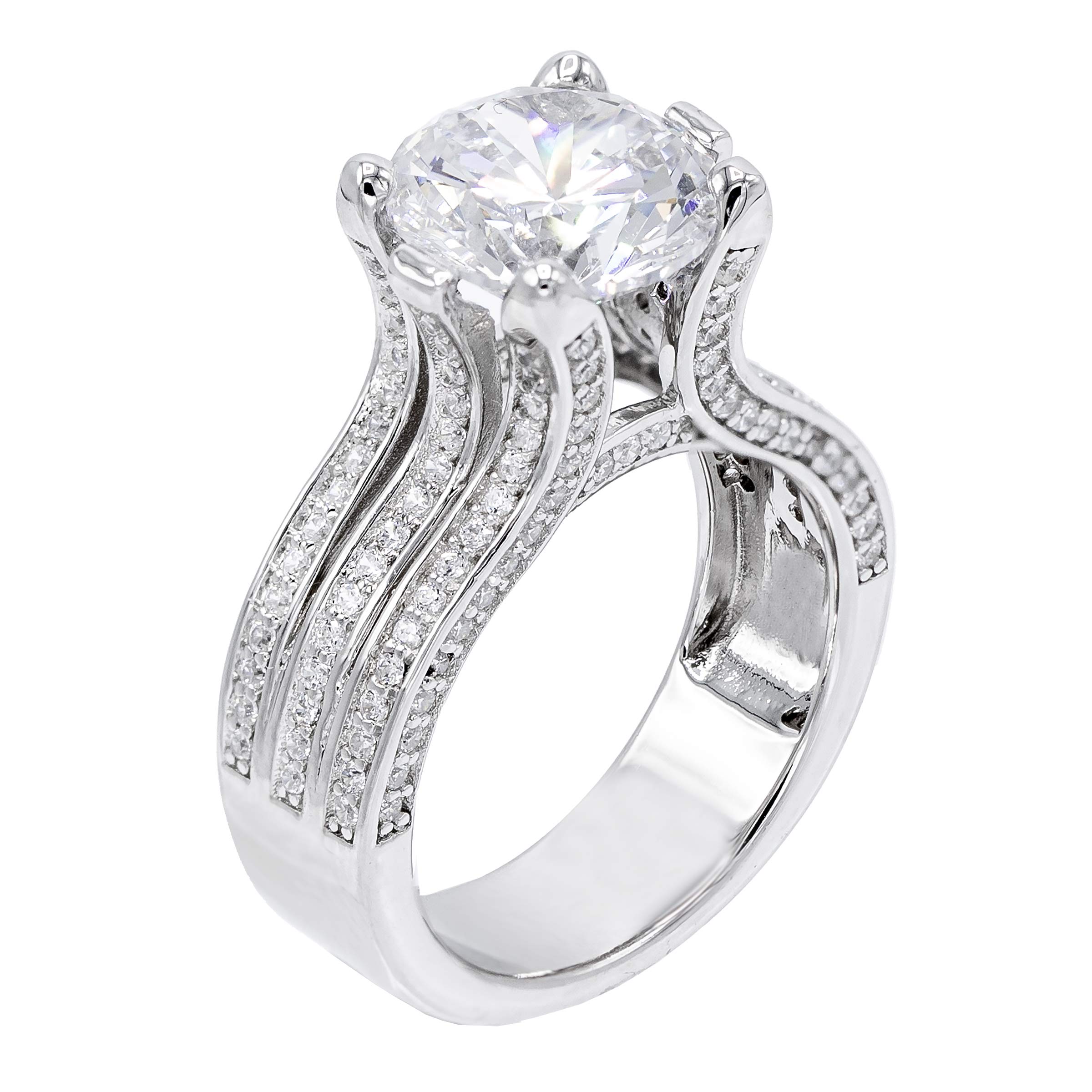 Hidden Gems Jewelry 4.50 carats Round Cut Solitaire Engagement Ring, Sterling Silver