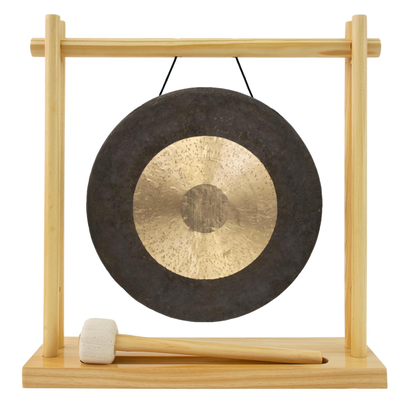 8" to 10" Gongs on My Little Pagoda Gong Stand - 10" Dark Star. Includes Stand, Mallet, & Your Choice of Gong/Perfect Desktop Gong/Sound Healing & Meditation/Bronze Gong/Wooden Stand