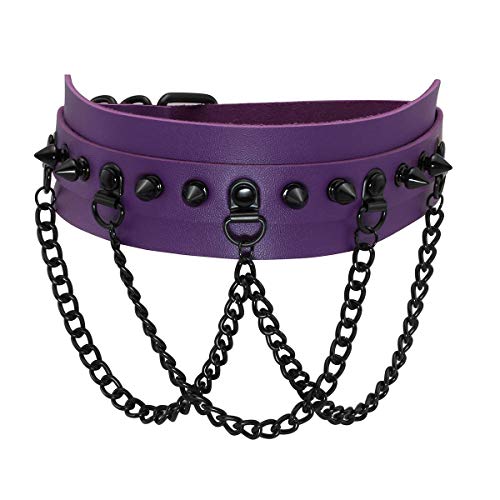 Eigso Punk Leather Choker for Women Men Studded Spikes Gothic Collar Necklace for Woman Man