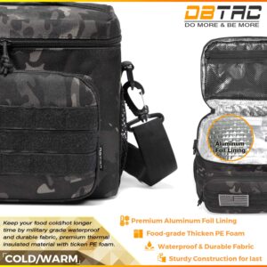 DBTAC Tactical Lunch Bag for Men Women, 12 Cans Insulated Lunch Box for Adult | 9L Leakproof Lunch Cooler Tote for Work Office Outdoor Travel | Soft Easy To Clean Liner x2, Black Camo