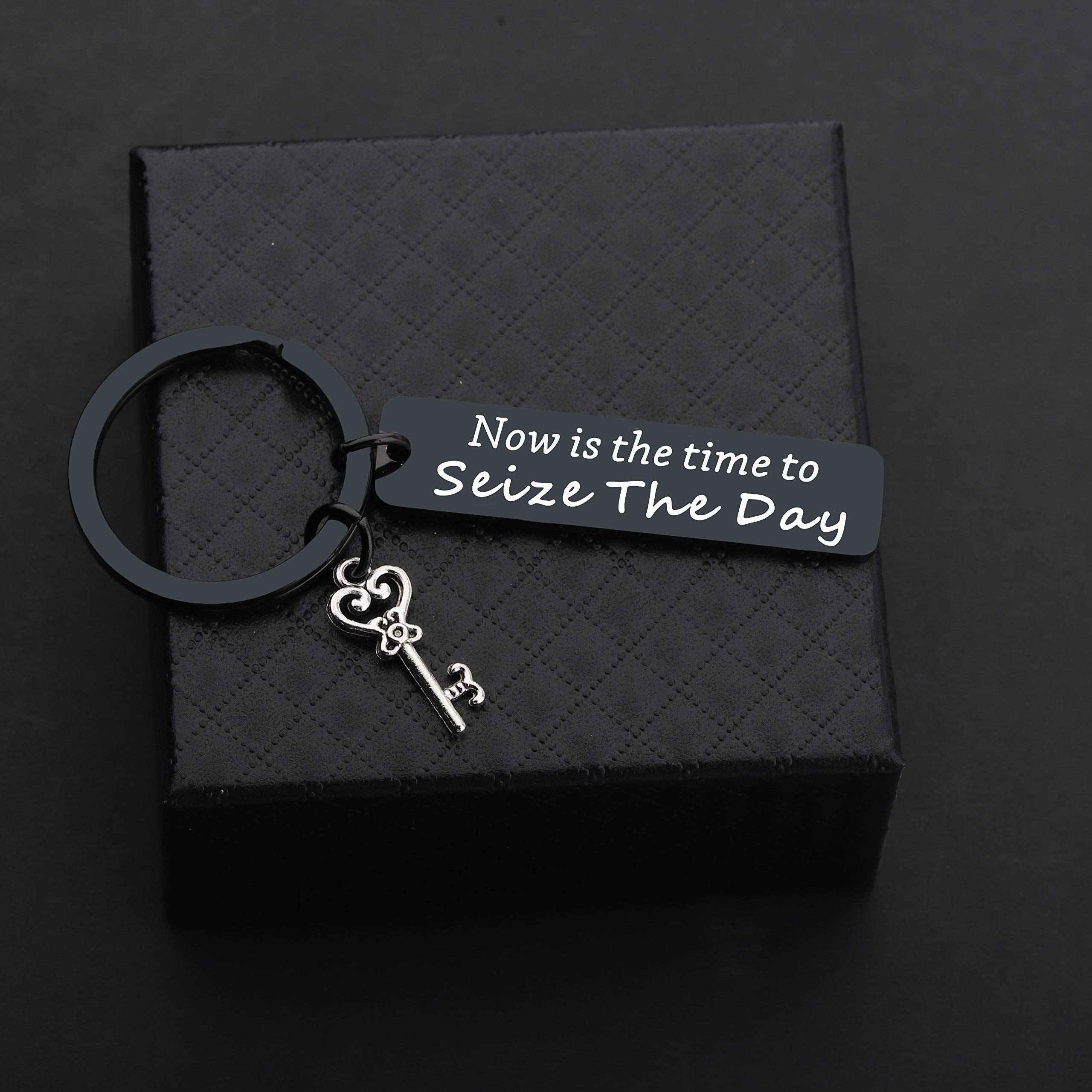 TIIMG Newsies Inspired Gift Now Is The Time To Seize The Day Musical Theatre Keychain Newsies Gift Broadway Musical Gift (seize to day black)