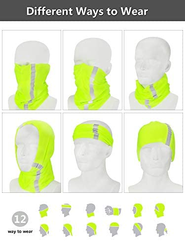 SATINIOR 8 Pieces Reflective Neck Gaiter for Men Cycling Balaclava Face Mask Cover Bandana Capuchas para el sol para Hombre Fluorescent Yellow