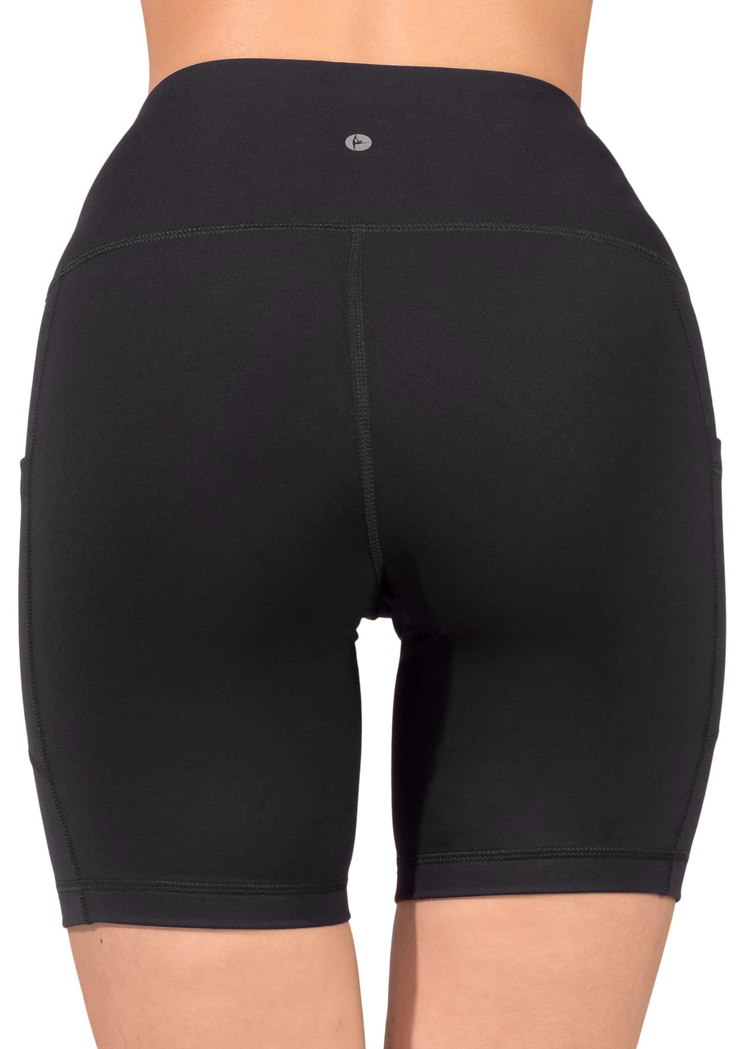 90 Degree By Reflex - High Waist Power Flex Biker Shorts with Side Pockets - 5", 7", 9" - Black 7" - Medium