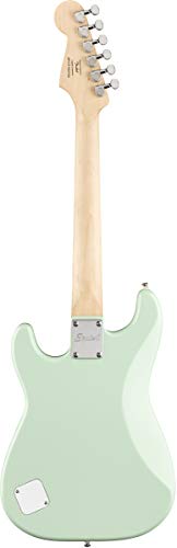 Fender Squier 3/4-Size Kids Mini Strat Electric Guitar - Surf Green Bundle with Amplifier, Instrument Cable, Tuner, Strap, Picks, Fender Play Online Lessons, and Austin Bazaar Instructional DVD