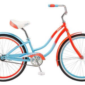 Kulana Lakona Shore Beach Cruiser Bike, 24-Inch Wheels, Single Speed, Blue/Coral (R1751AZ)