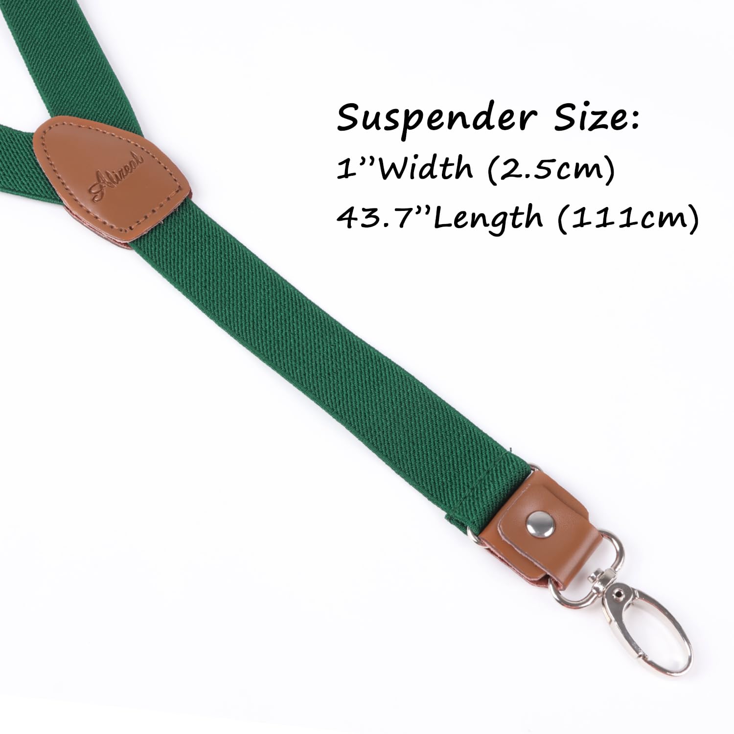 Alizeal Mens 1 Inch 3 Swivel Hooks Suspender with Leather Joint and Elastic Band-Dark Green