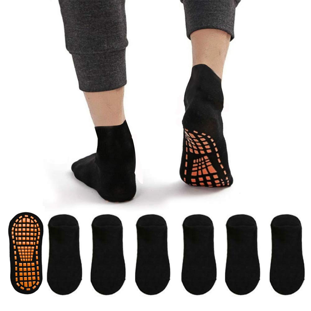 7 Pairs Anti-Skid Socks Trampoline Socks Adults Ankle Socks with Grips for Hospital, Yoga, Fitness and Exercise