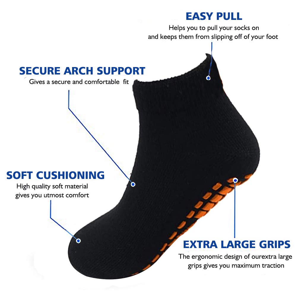 7 Pairs Anti-Skid Socks Trampoline Socks Adults Ankle Socks with Grips for Hospital, Yoga, Fitness and Exercise