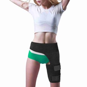 Zerodis Hip Thigh Support Brace, Black Adjustable Groin Brace Wrap Thigh Support Compression Sleeve Stabilizer Compression Groin Support Wrap for Men Women Adult Sitting Posture Corrector