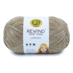 lion brand yarn rewind yarn, yarn for knitting and crocheting, craft tape yarn, 3-pack, willow