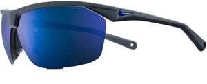 nike ev1128-014 tailwind 12 sunglasses matte magnet grey/deep royal blue frame color, grey with blue sky mirror lens tint