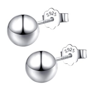 925 sterling silver ball stud earrings available in 3mm-10mm,classic round ball studs hypoallergenic jewelry (10mm)