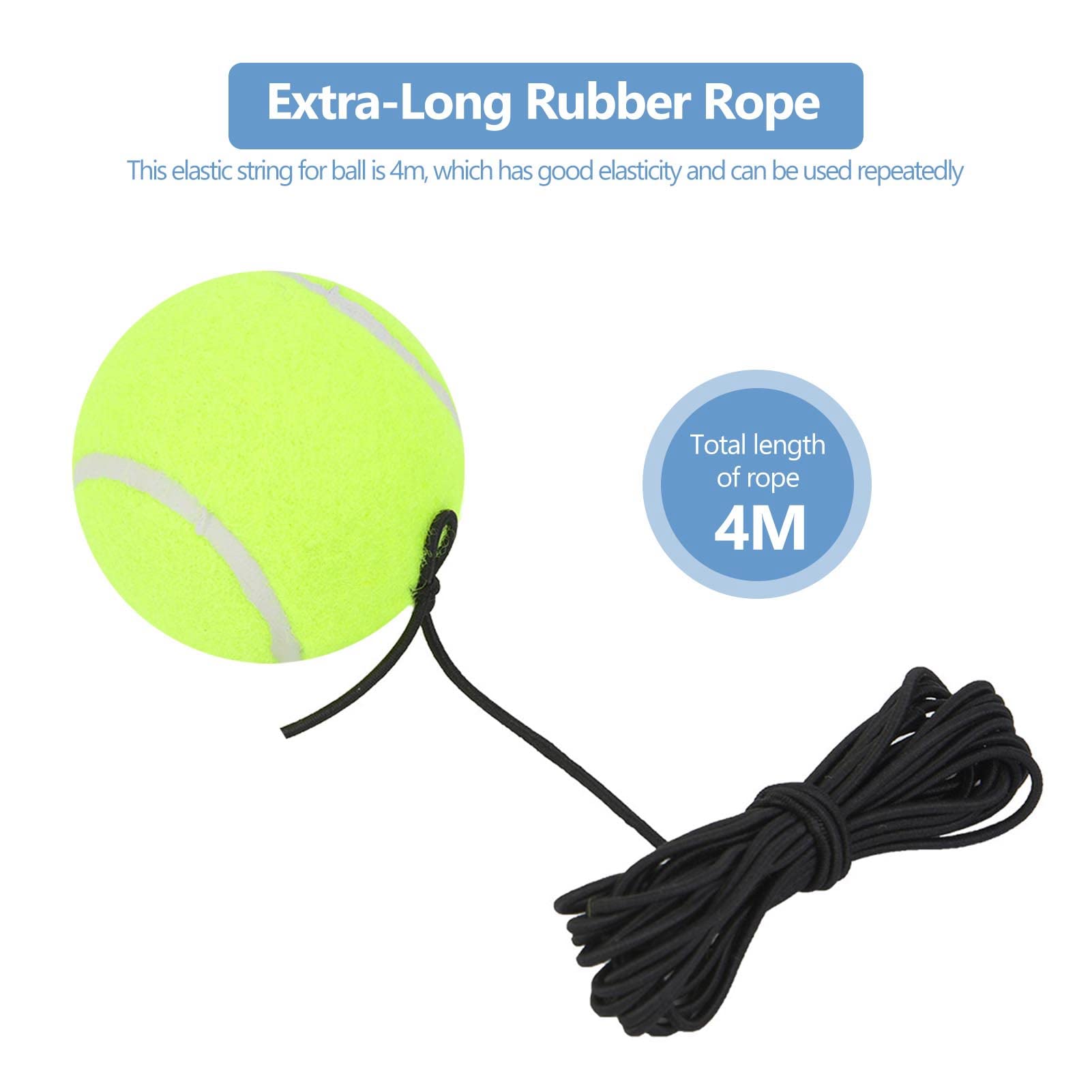 Tennis Ball, YOUTHINK Tennis Training Ball Rebound Ball with 4M Elastic Rubber String Single Practice Tennis Ball for Tennis Trainer Single Player Practice