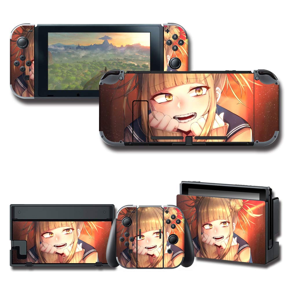 GilGames Vinyl Skin Decals Cover for Nintendo Switch, Full Set Protector Wrap Game Stickers Joint Protective Faceplate Red Console Dock