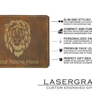 LaserGram Faux Leather Bi-Fold Wallet, Baseball Ball, Personalized Engraving Included (Rustic with Gold)