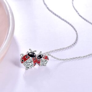 POPLYKE Ladybug Necklace Jewelry for Women Sterling Silver Mothers Day Gifts for Mom Daughter Wife(sliver-ladybug necklace)