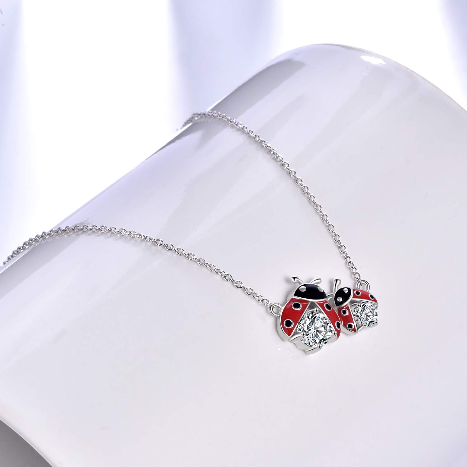 POPLYKE Ladybug Necklace Jewelry for Women Sterling Silver Mothers Day Gifts for Mom Daughter Wife(sliver-ladybug necklace)