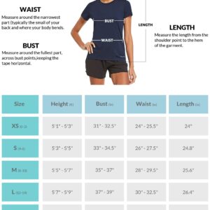 BALEAF Women's Short Sleeve Running Workout Shirts Athletic Tops Lightweight Quick Dry Training Yoga Crewneck Navy L