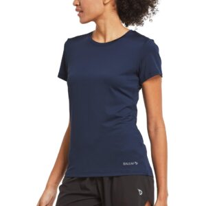 BALEAF Women's Short Sleeve Running Workout Shirts Athletic Tops Lightweight Quick Dry Training Yoga Crewneck Navy L