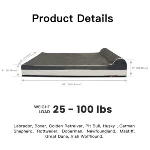 Laifug Orthopedic Memory Foam Extra Large Dog Bed with Pillow and Durable Water Proof Liner & Removable Washable Cover & Smart Design (Large (46"x28"x8"), Grey)