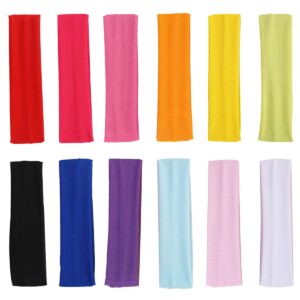 DIYASY 12 Pcs Women Yoga Headbands, Fashion Soft Elastic Cotton Sweatband Yoga Stretchy Headband for Women 12 Colors