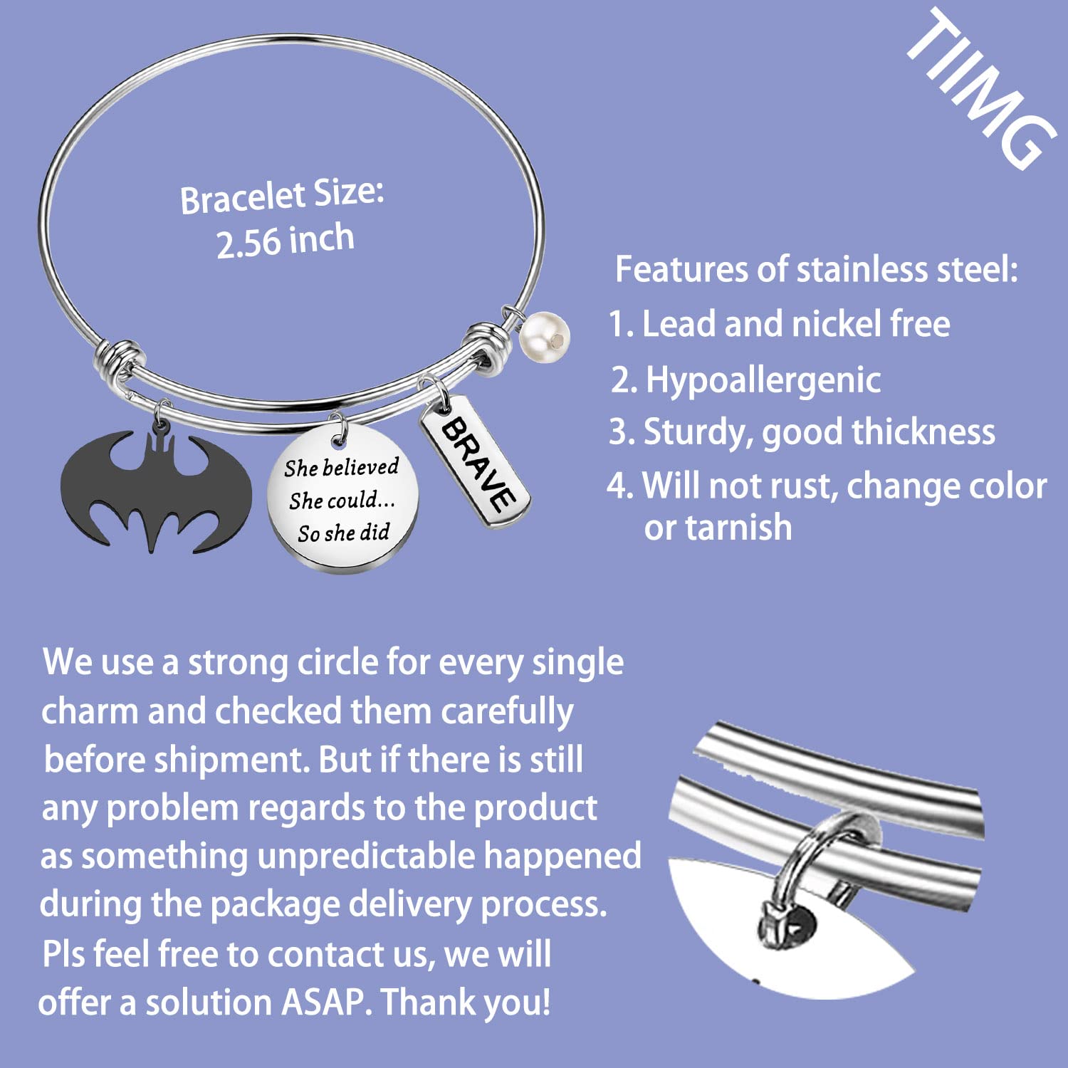 TIIMG Bracelet Jewelry For Woman Girlfriend(she believe batman)