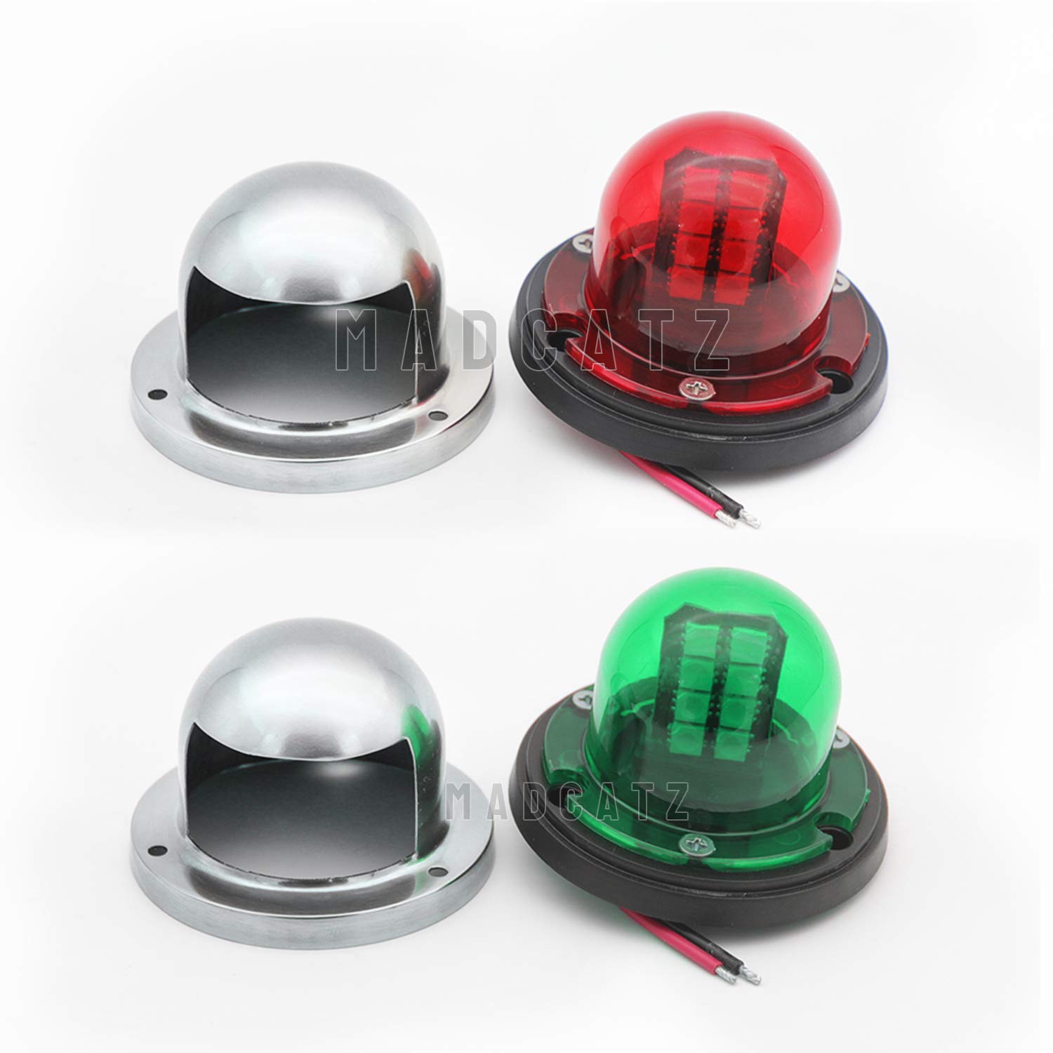 MADCATZ MIX Side Marker Light Assemblies Boat Interior Lights Red/Green 8 LED Port Starboard Stainless Steel Navigation Lights for Boat Ship Yacht 12V DC Waterproof Pack of 2