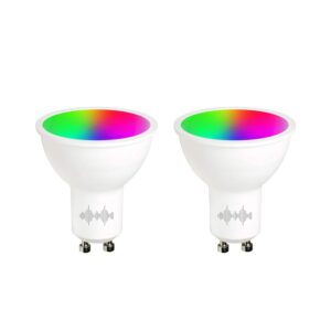 helloify gu10 led smart, wifi light bulb compatible with alexa google home, rgbcw color changing, cool warm white light dimmable, no hub required, 40w equivalent, rgb+2700k-6500k, 2pcs