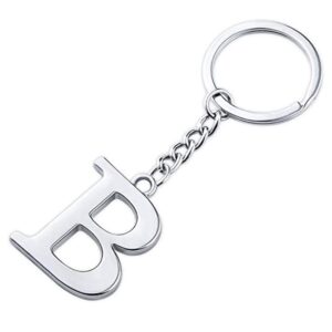 initial letter keychain alphabet key rings stainless steel letter charm keychain for women (letter b)