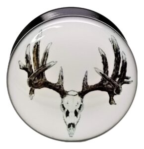 pierced republic deer skull ear plugs - acrylic screw-on - 10 sizes - *pair* (2 gauge (6mm))