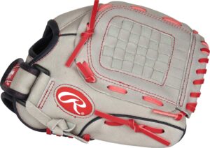 rawlings | mark of a pro lite youth baseball glove | right hand throw | 10.5" - basket web | mike trout model - grey/red/navy