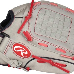 Rawlings | MARK OF A PRO LITE Youth Baseball Glove | Right Hand Throw | 10.5" - Basket Web | Mike Trout Model - Grey/Red/Navy