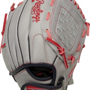 Rawlings | MARK OF A PRO LITE Youth Baseball Glove | Right Hand Throw | 10.5" - Basket Web | Mike Trout Model - Grey/Red/Navy