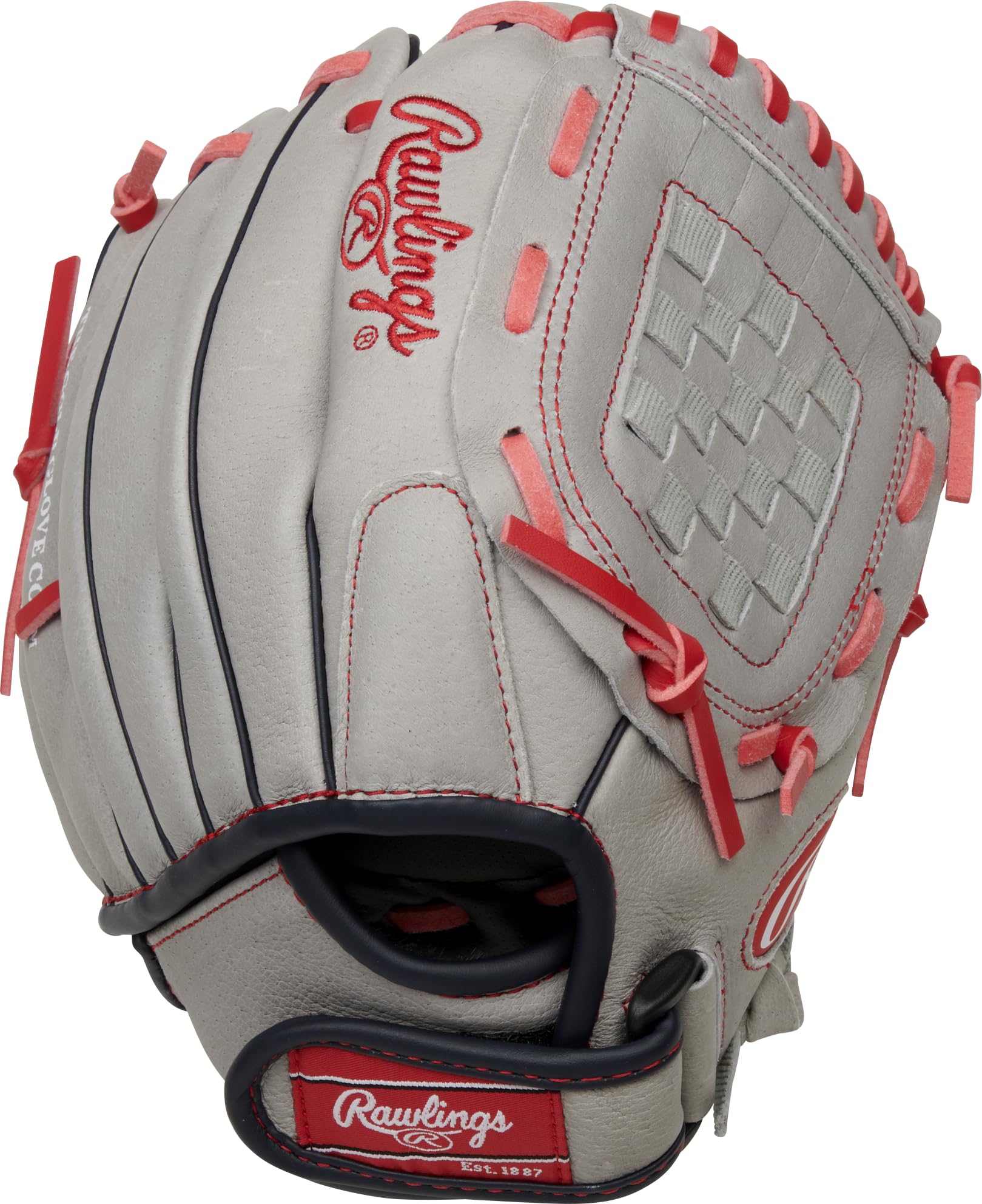 Rawlings | MARK OF A PRO LITE Youth Baseball Glove | Right Hand Throw | 10.5" - Basket Web | Mike Trout Model - Grey/Red/Navy