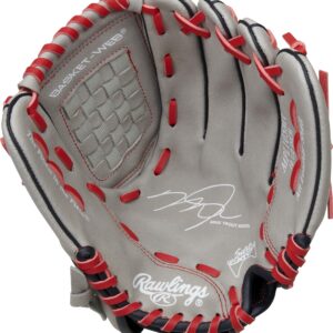 Rawlings | MARK OF A PRO LITE Youth Baseball Glove | Right Hand Throw | 10.5" - Basket Web | Mike Trout Model - Grey/Red/Navy