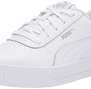 PUMA Unisex Child Carina Sneaker, Puma White-puma White-gray Violet, 7 Big Kid US