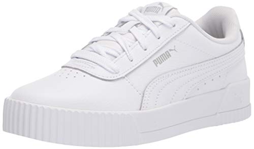 PUMA Unisex Child Carina Sneaker, Puma White-puma White-gray Violet, 7 Big Kid US