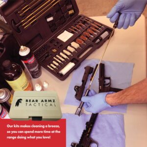 Bear Armz Tactical Universal Handgun Cleaning Kit | American Company | Gun Cleaning Kit for Calibers .22.357/9mm.38.40.45 | Compatible with Handguns, Revolvers, and Pistols | Hard Portable Case