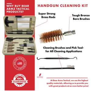 Bear Armz Tactical Universal Handgun Cleaning Kit | American Company | Gun Cleaning Kit for Calibers .22.357/9mm.38.40.45 | Compatible with Handguns, Revolvers, and Pistols | Hard Portable Case