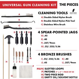 Bear Armz Tactical Universal Handgun Cleaning Kit | American Company | Gun Cleaning Kit for Calibers .22.357/9mm.38.40.45 | Compatible with Handguns, Revolvers, and Pistols | Hard Portable Case