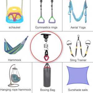 MDAIRC Heavy Duty Hanging Kit Swing Hangers and Hammock Spring and 360 smooth swing swivel spinner Kglobal Swivel Hook and Locking Snap Hooks for Wooden Sets，tire swing swivel, Seat Trapeze Yoga