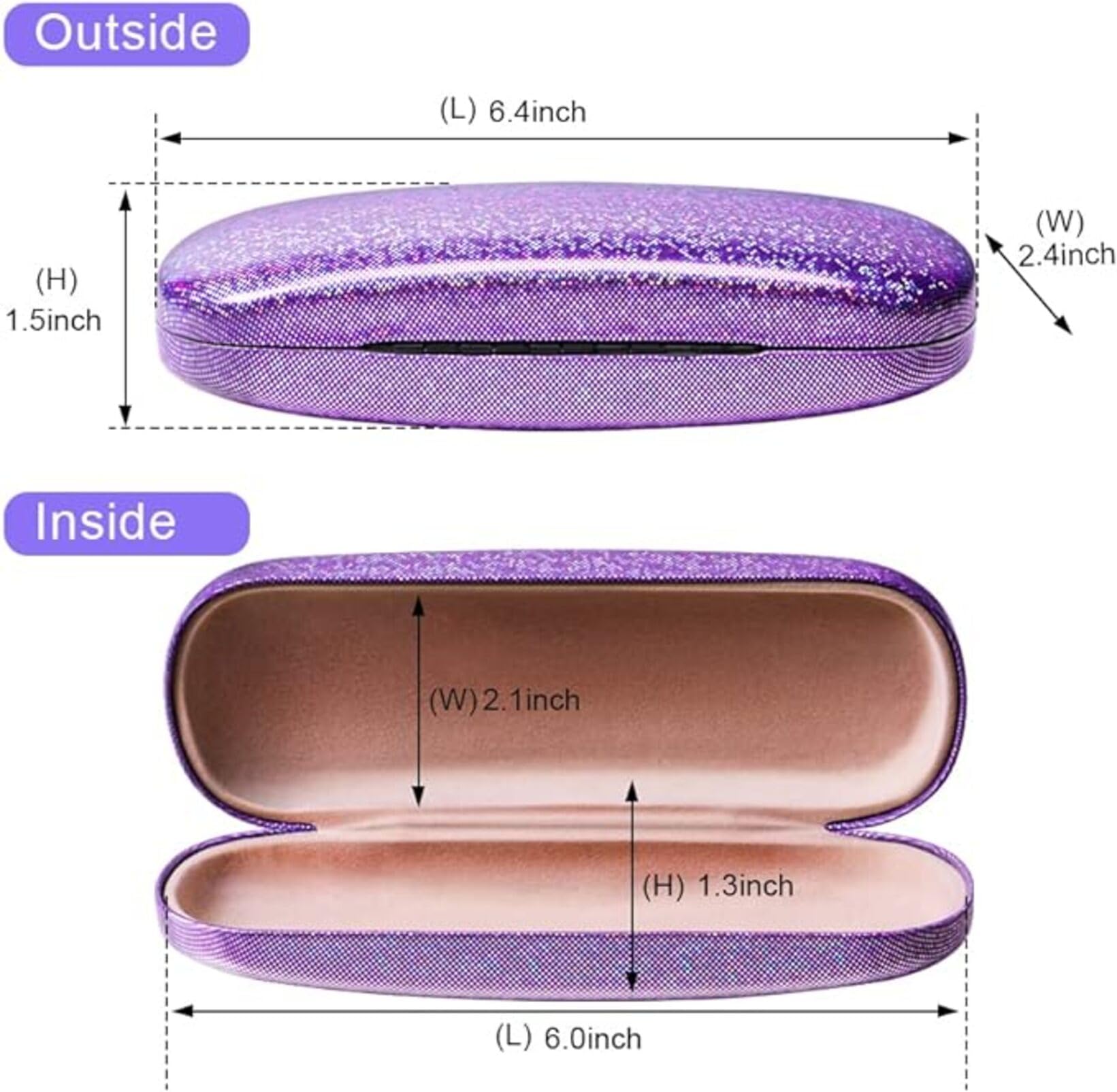 ZONLY Eyeglasses Case,(4 Piece) Unisex Hard Shell Eyeglasses Cases Protective Case For Glasse (Glitter)