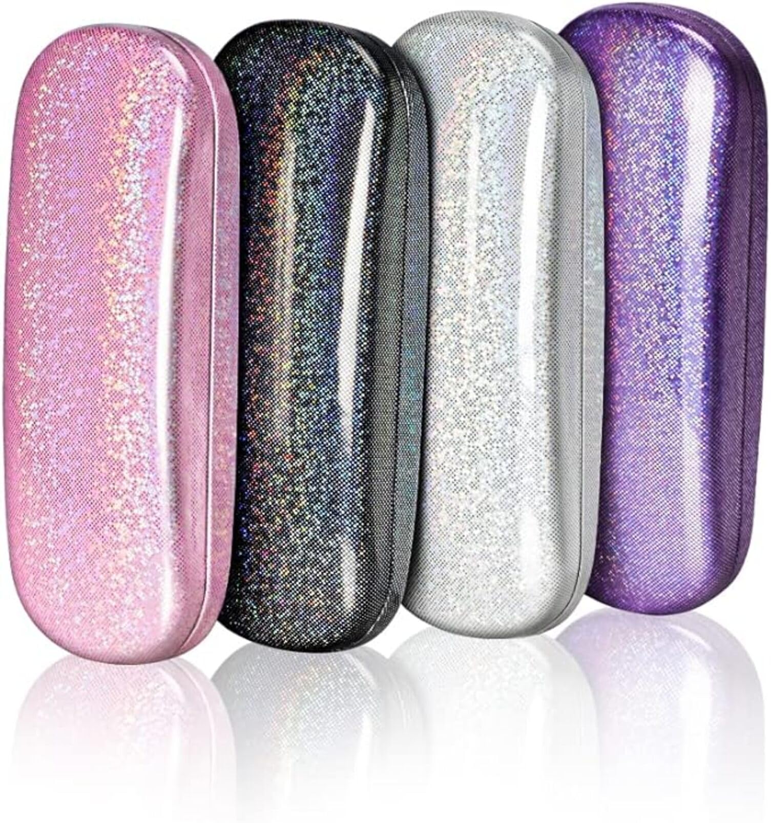 ZONLY Eyeglasses Case,(4 Piece) Unisex Hard Shell Eyeglasses Cases Protective Case For Glasse (Glitter)